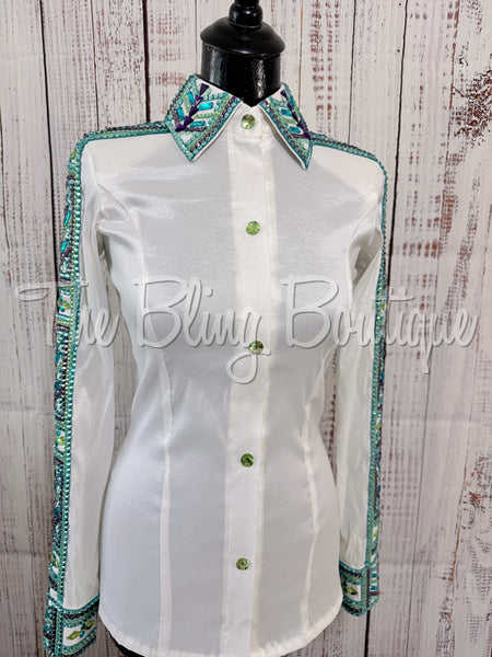 White, Mint, Purple & Turquoise Day Shirt Set (S)