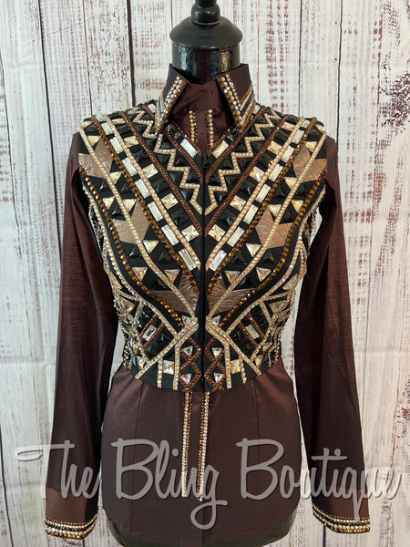 Black, Bronze & Tan Bolero Vest Set (S)