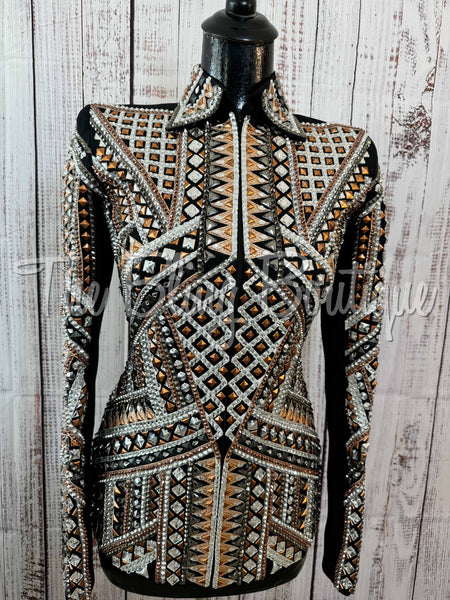 RE-ORDER Black, Rose Gold, White & Gunmetal Grey Showmanship Jacket (Choose Your Size)