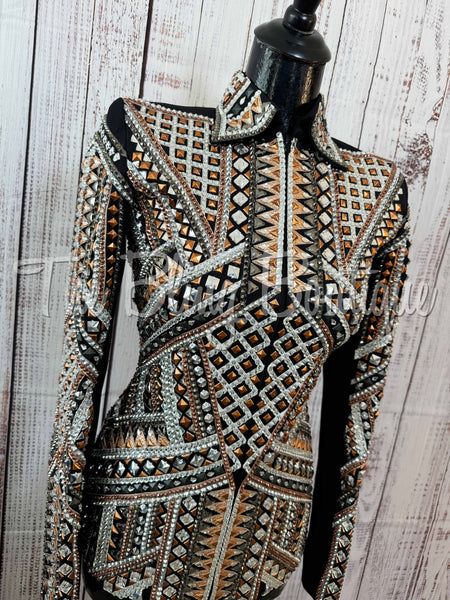RE-ORDER Black, Rose Gold, White & Gunmetal Grey Showmanship Jacket (Choose Your Size)