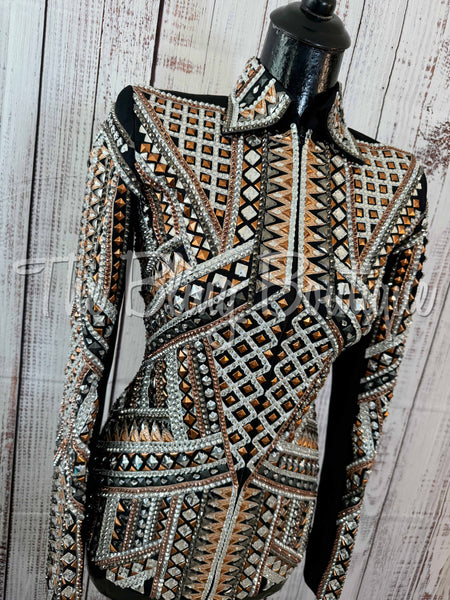 RE-ORDER Black, Rose Gold, White & Gunmetal Grey Showmanship Jacket (Choose Your Size)