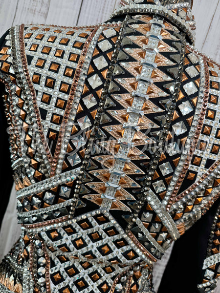 RE-ORDER Black, Rose Gold, White & Gunmetal Grey Showmanship Jacket (Choose Your Size)