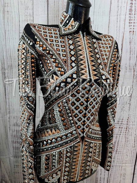 RE-ORDER Black, Rose Gold, White & Gunmetal Grey Showmanship Jacket (Choose Your Size)