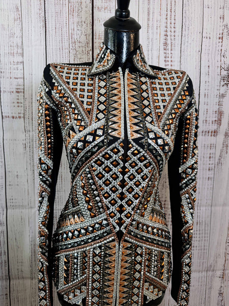 RE-ORDER Black, Rose Gold, White & Gunmetal Grey Showmanship Jacket (Choose Your Size)
