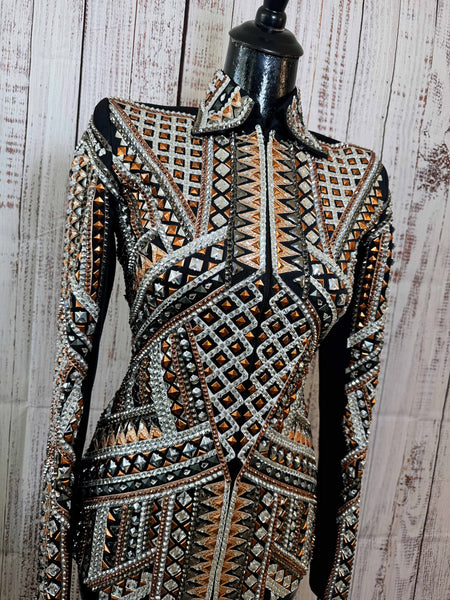 RE-ORDER Black, Rose Gold, White & Gunmetal Grey Showmanship Jacket (Choose Your Size)