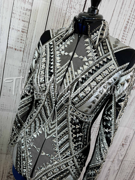 RE-ORDER Black, Charcoal & Silver Showmanship Jacket (Choose Your Size)