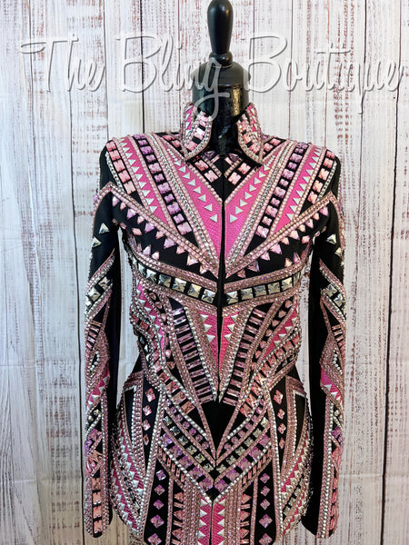 RE-ORDER Black, Light Pink & Silver Showmanship Jacket (Choose Your Size)