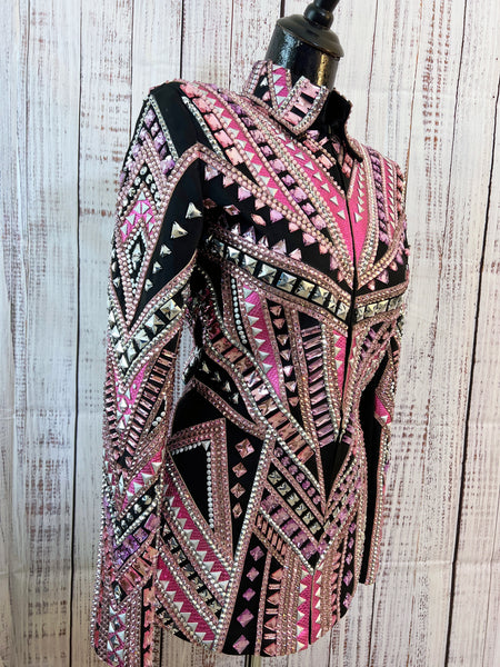 RE-ORDER Black, Light Pink & Silver Showmanship Jacket (Choose Your Size)