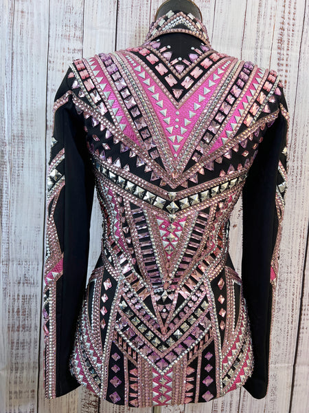 RE-ORDER Black, Light Pink & Silver Showmanship Jacket (Choose Your Size)