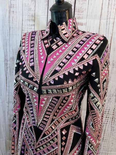RE-ORDER Black, Light Pink & Silver Showmanship Jacket (Choose Your Size)