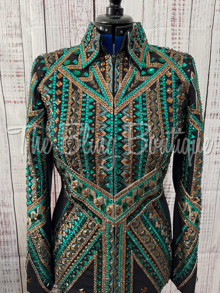 RE-ORDER Black, Green & Bronze Showmanship Jacket (Choose Your Size)