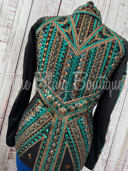 RE-ORDER Black, Green & Bronze Showmanship Jacket (Choose Your Size)