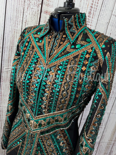 RE-ORDER Black, Green & Bronze Showmanship Jacket (Choose Your Size)