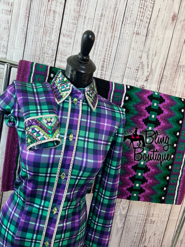 Grape, Purple & Green Plaid Day Shirt Set (Multiple Sizes Available)
