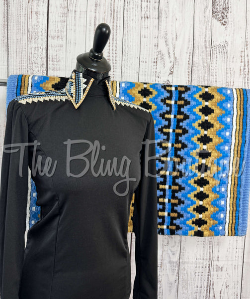 Black, Blue & Tan Horsemanship Shirt Set (S)