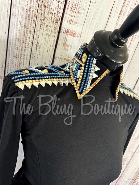 Black, Blue & Tan Horsemanship Shirt Set (S)