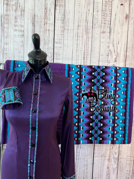 Purple & Turquoise Day Shirt Set (S)