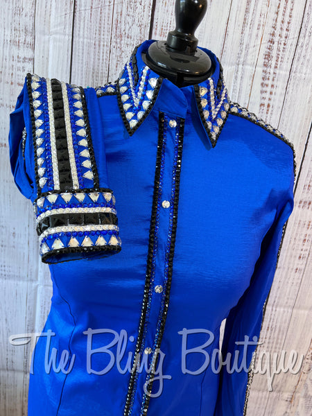 Royal Blue, Black & White Day Shirt Set (L)