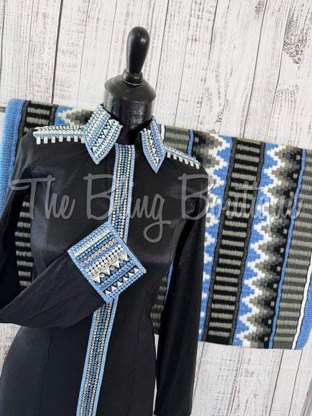 Black & Periwinkle Day Shirt Set (S)