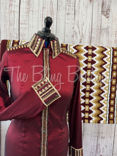 Burgundy & Tan Day Shirt Set (L)