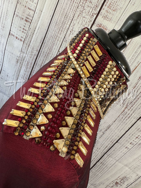 Burgundy & Tan Day Shirt Set (L)