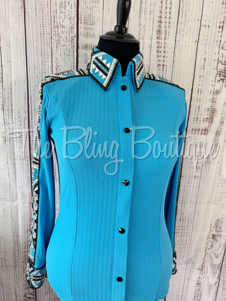 Turquoise, Black & White Day Shirt Set (XL)
