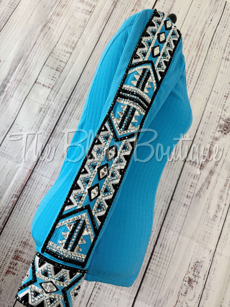 Turquoise, Black & White Day Shirt Set (XL)