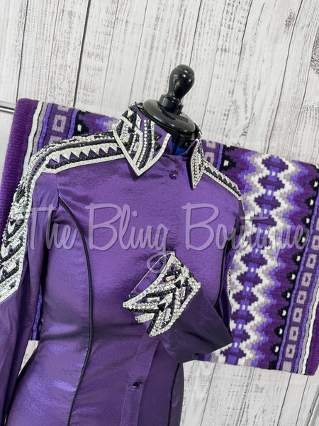 Purple, Black & White Day Shirt Set (M)