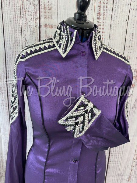 Purple, Black & White Day Shirt Set (M)