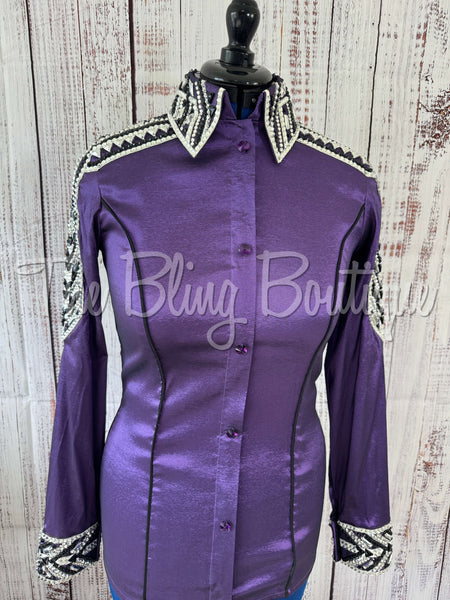 Purple, Black & White Day Shirt Set (M)