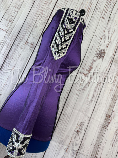 Purple, Black & White Day Shirt Set (M)