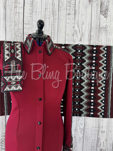 Burgundy, Gunmetal & Black Day Shirt Set (M)