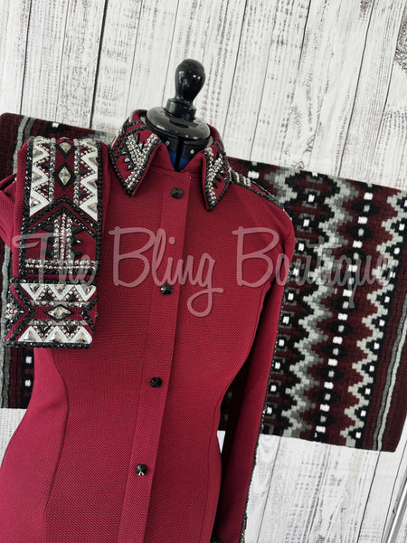 Burgundy, Gunmetal & Black Day Shirt Set (M)