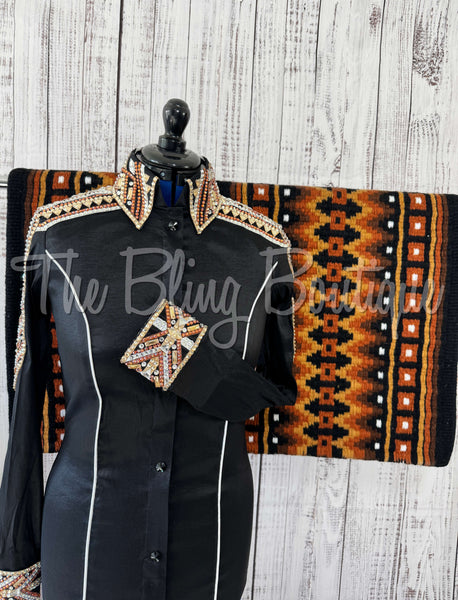 Black, Rust, Tan & White Day Shirt Set (M)