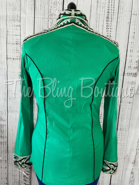 Kelly Green, Black, Silver & White Day Shirt Set (L)