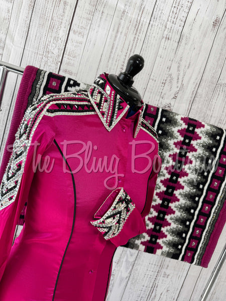 Hot Pink, Silver, Black & White Day Shirt Set (M)