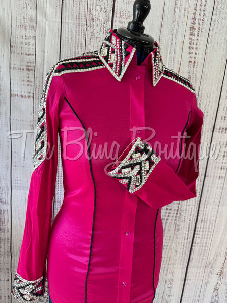 Hot Pink, Silver, Black & White Day Shirt Set (M)