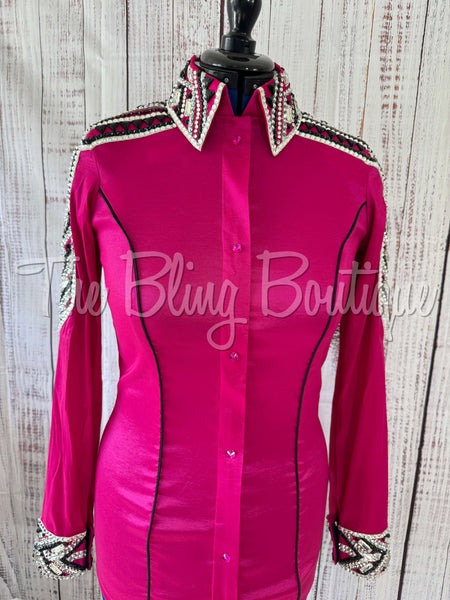 Hot Pink, Silver, Black & White Day Shirt Set (M)