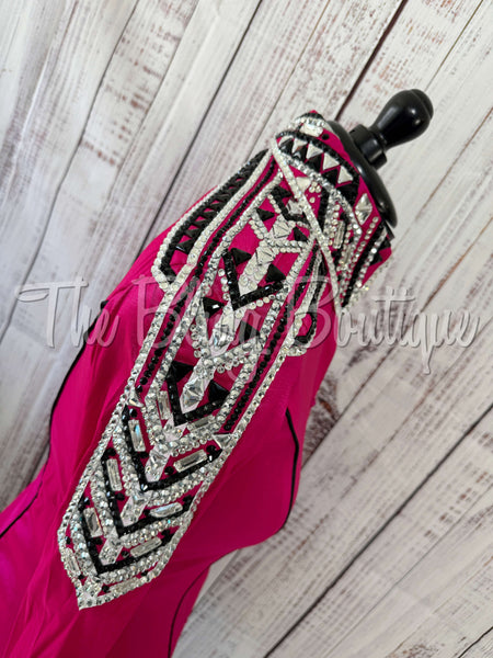 Hot Pink, Silver, Black & White Day Shirt Set (M)