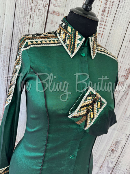 Hunter Green, Tan, Black & White Day Shirt Set (XL)