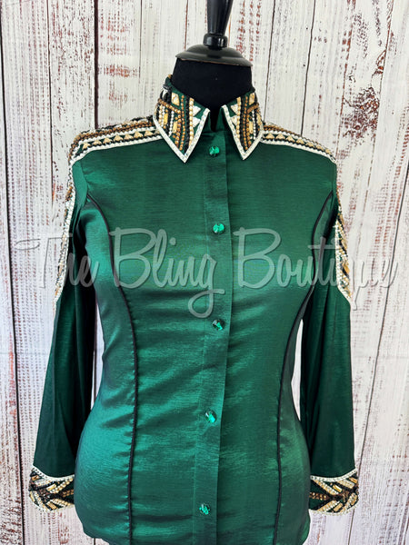 Hunter Green, Tan, Black & White Day Shirt Set (XL)