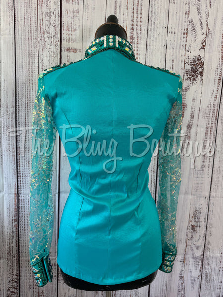 Teal Day Shirt Set With Lace Sleeves (S)