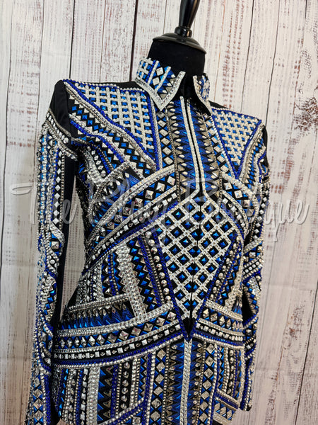 RE-ORDER Black, Royal Blue & Silver Showmanship Jacket (Choose Your Size)
