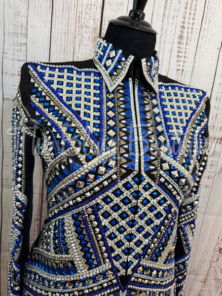RE-ORDER Black, Royal Blue & Silver Showmanship Jacket (Choose Your Size)