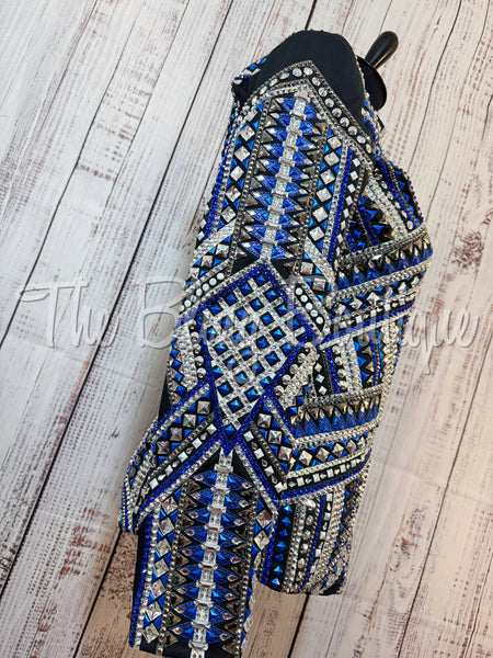 RE-ORDER Black, Royal Blue & Silver Showmanship Jacket (Choose Your Size)