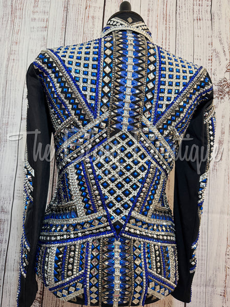 RE-ORDER Black, Royal Blue & Silver Showmanship Jacket (Choose Your Size)