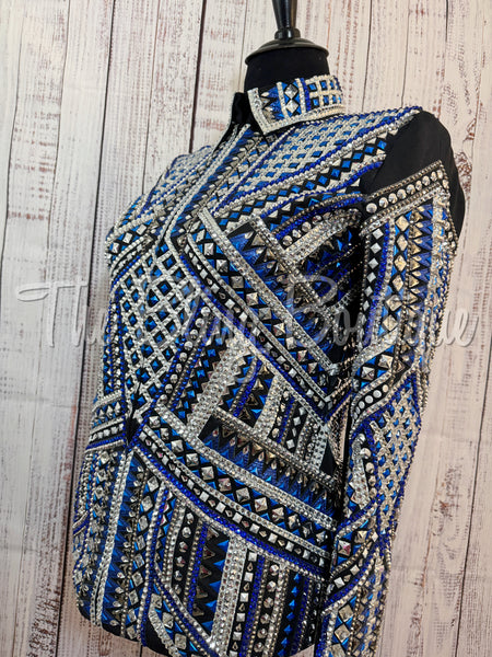 RE-ORDER Black, Royal Blue & Silver Showmanship Jacket (Choose Your Size)