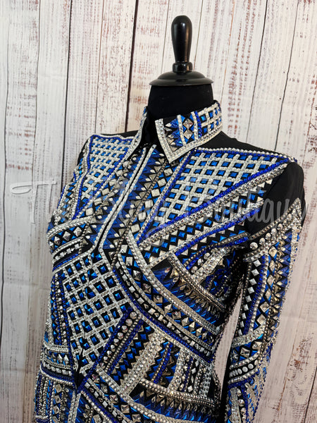 RE-ORDER Black, Royal Blue & Silver Showmanship Jacket (Choose Your Size)