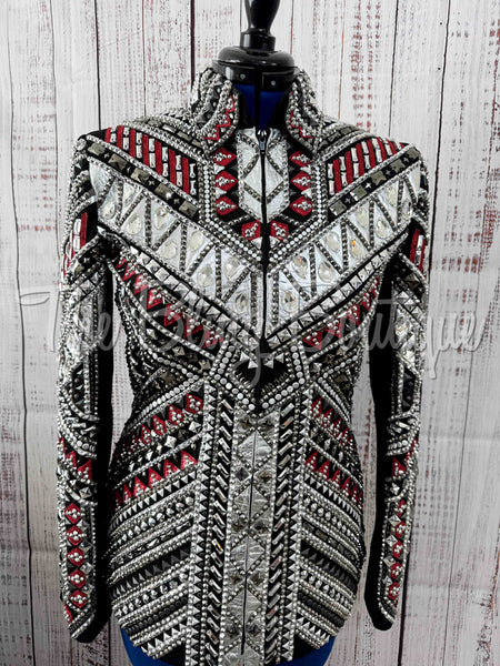 RE-ORDER Black, Dark Red & Silver Showmanship Jacket (Choose Your Size)