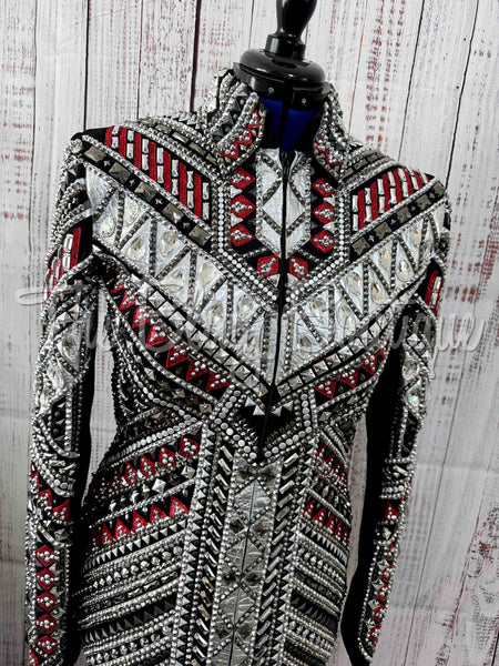 RE-ORDER Black, Dark Red & Silver Showmanship Jacket (Choose Your Size)
